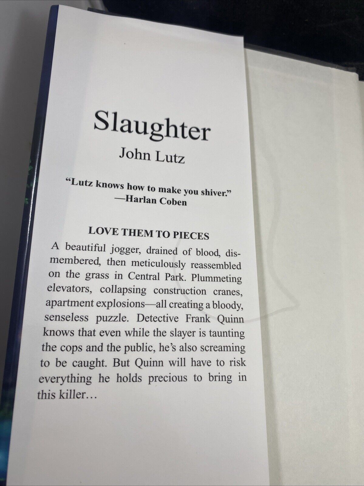 Slaughter- A Frank Quinn Novel - Hardcover By John Lutz - VERY GOOD