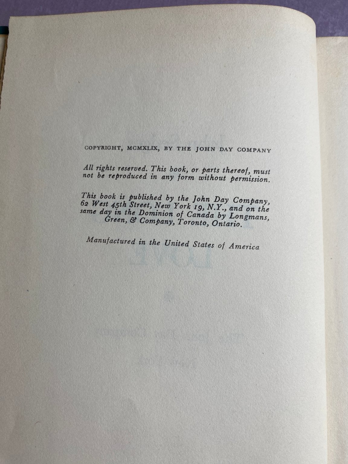 The Long Love Ellery Sedgwick 1949 John Day Company Vintage Novel Fiction