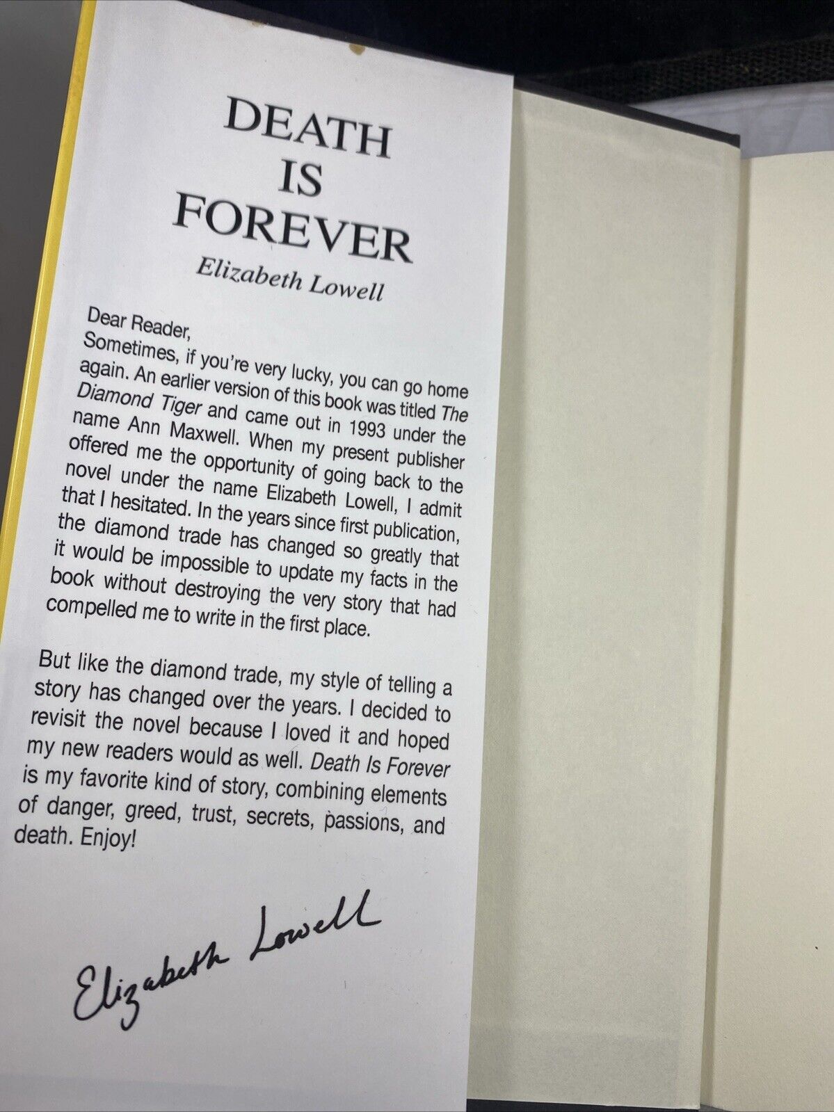 DEATH IS FOREVER By Elizabeth Lowell - Hardcover VERY GOOD BCE