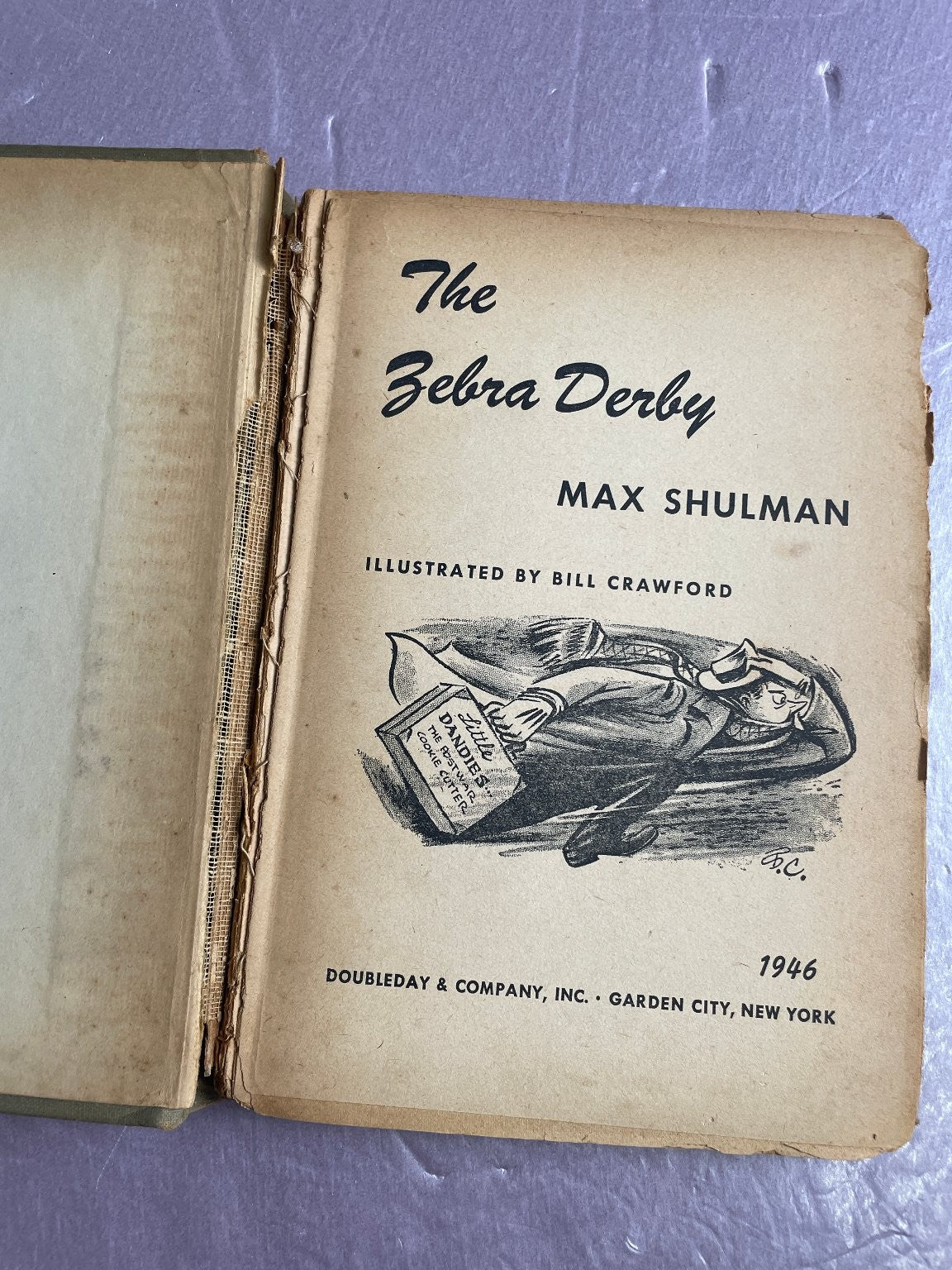 The Zebra Derby Max Shulman 1946 First Edition Illustrated Doubleday Humor