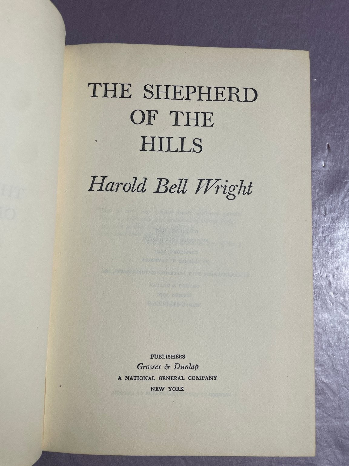 The Shepherd of the Hills Harold Bell Wright 1960s Reprint Grosset & Dunlap