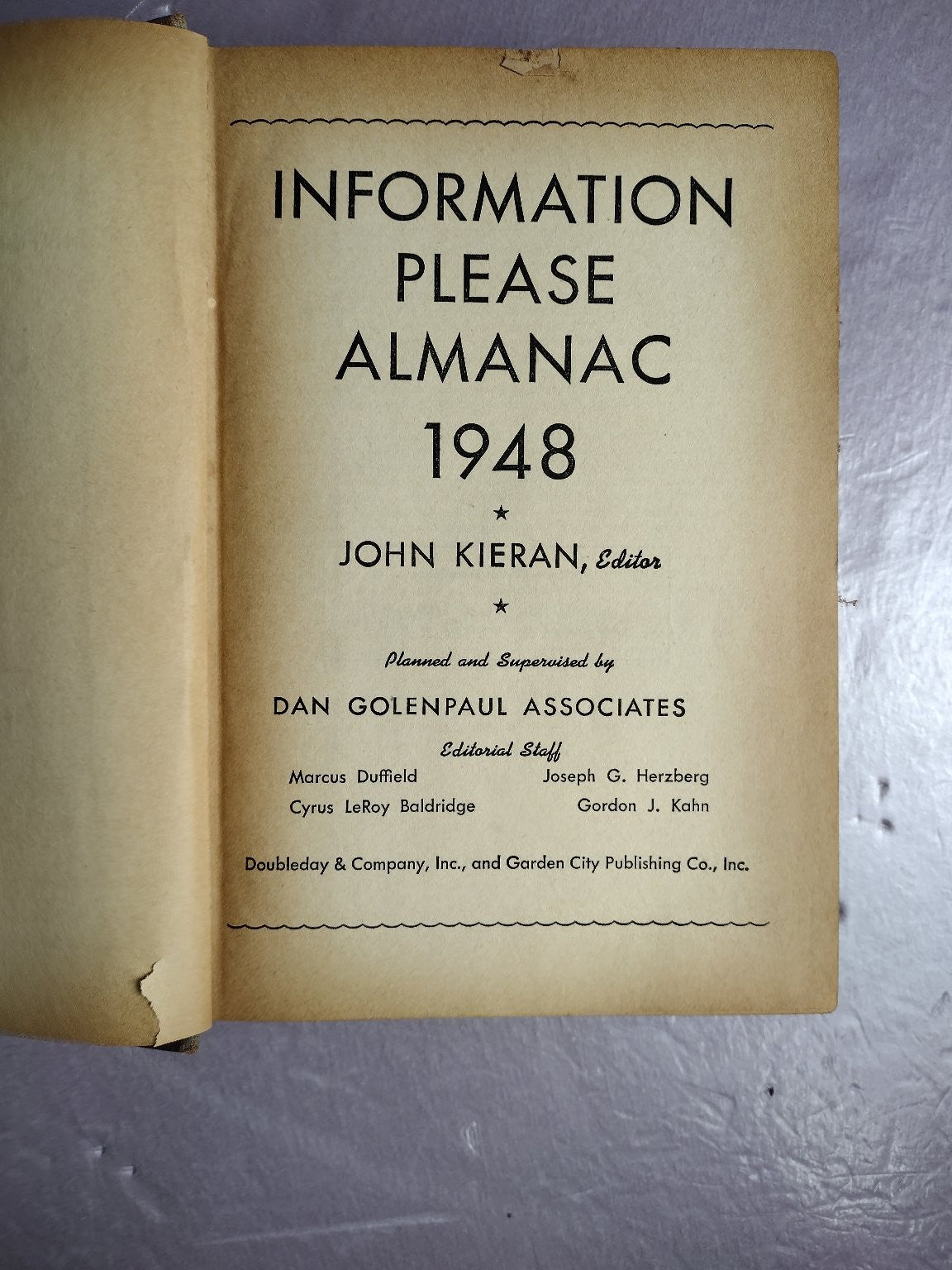 Information Please Almanac 1948 John Kieran Editor Doubleday Reference