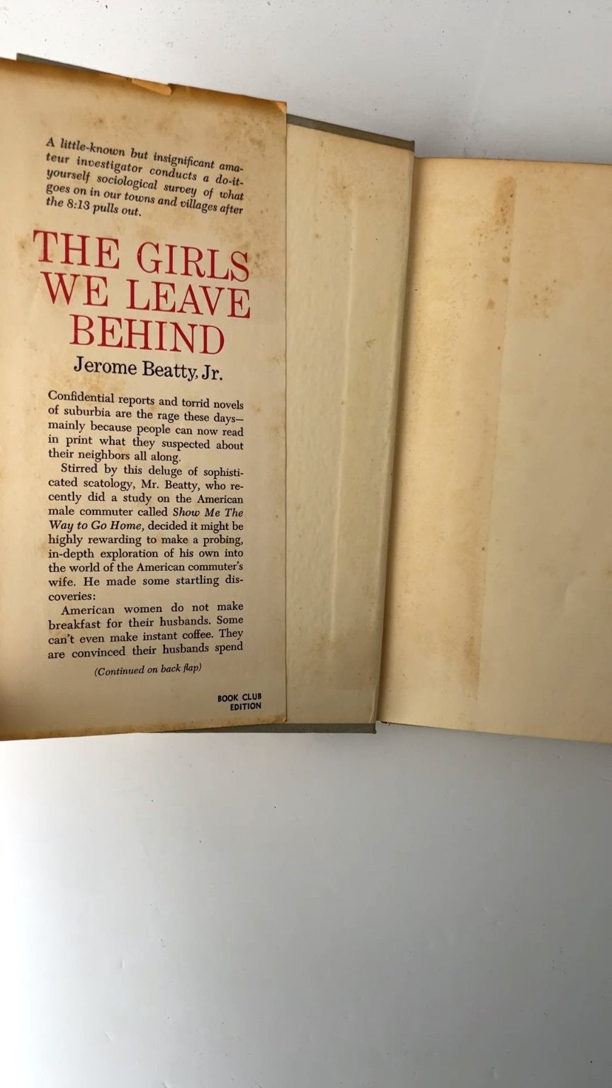 The Girls We Leave Behind Jerome Beatty Jr 1963 Book Club Edition