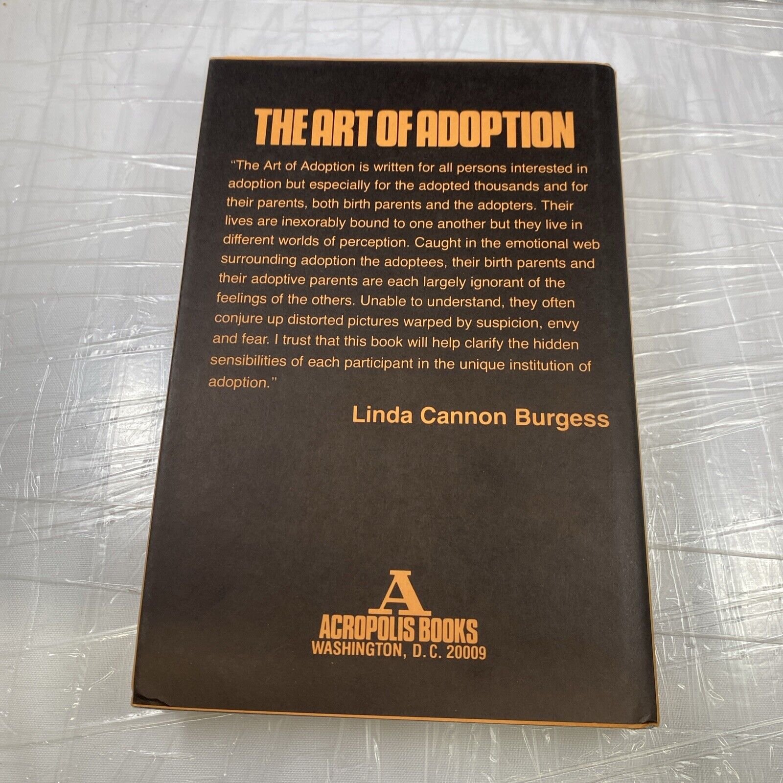 THE ART OF ADOPTION By Linda Cannon Burgess VG Rare Book Acropolis Vintage 70s