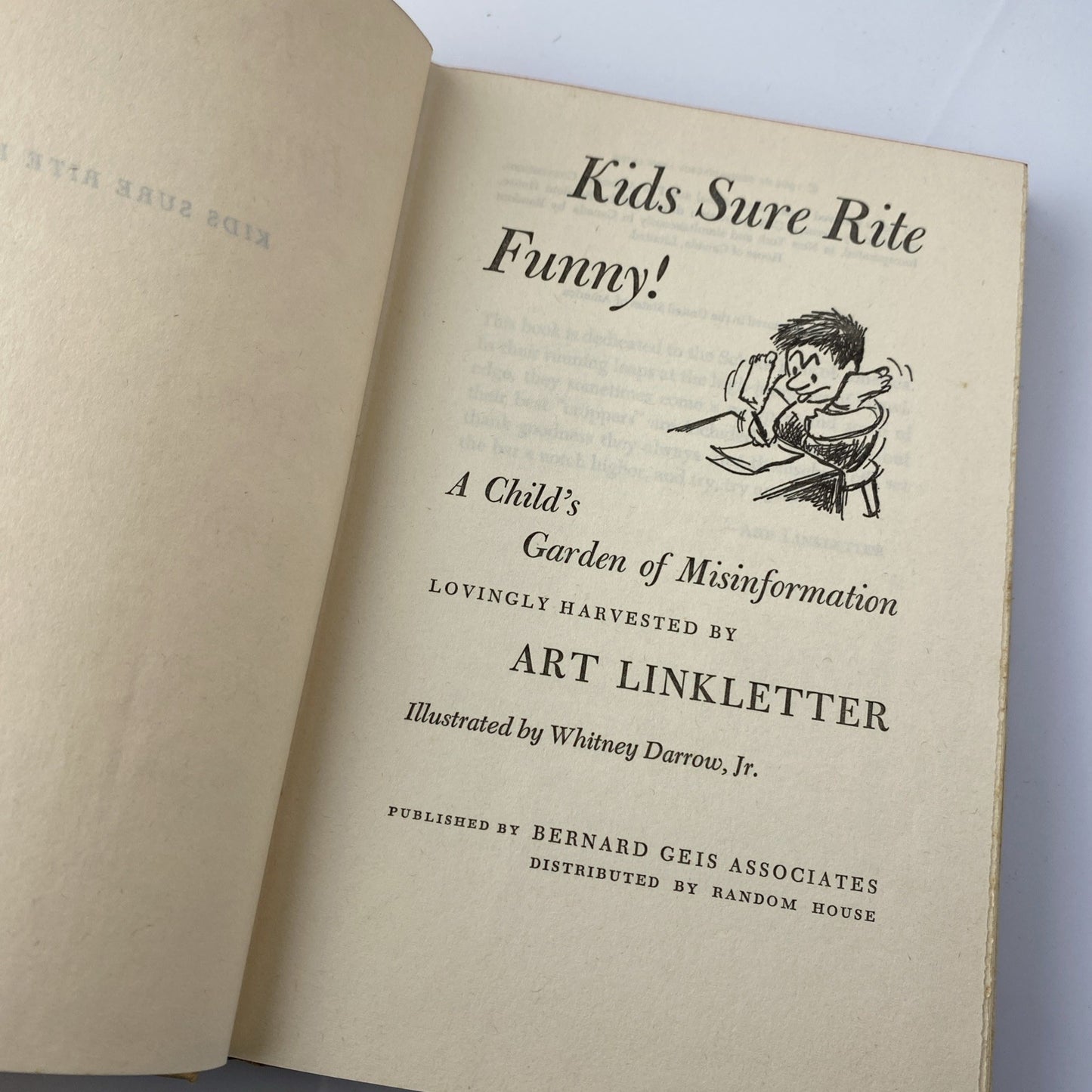 Vintage Book - KIDS SURE RITE FUNNY! by Art Linkletter with Dust Jacket Good