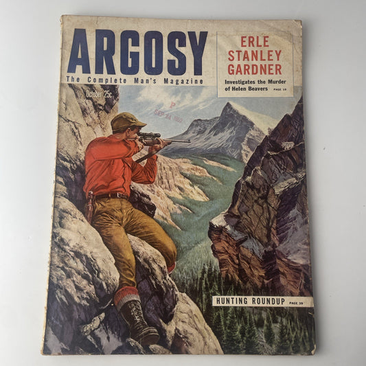 Vintage ARGOSY Magazine October 1952 Illustrated Cover Art ERLE STANLEY GARDNER