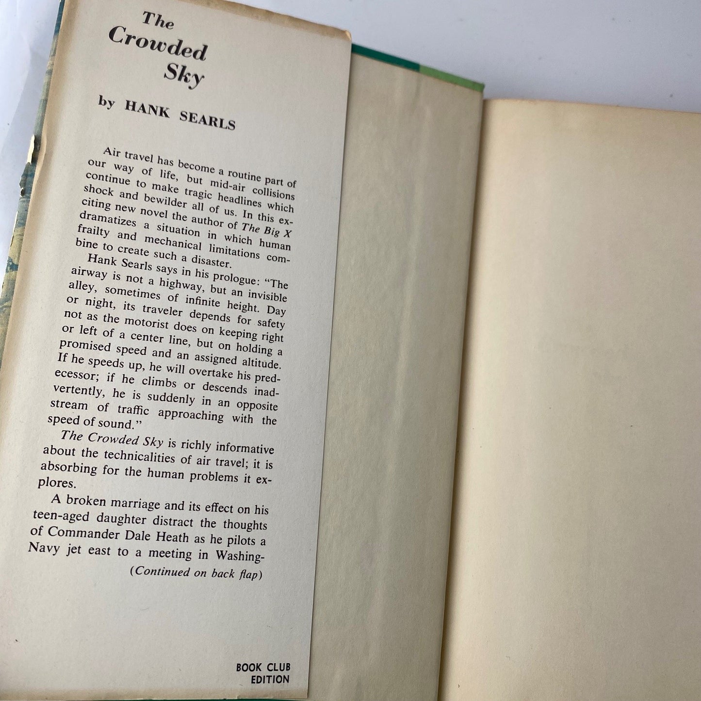 The Crowded Sky Hank Searls 1960 First Edition Aviation Fiction Harper