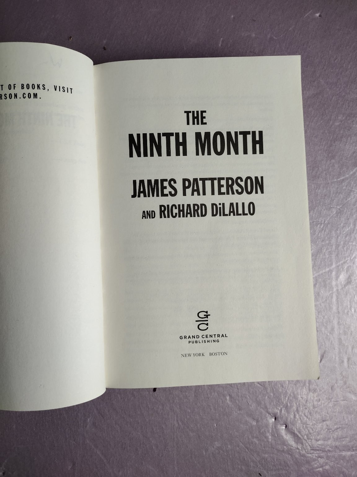 The Ninth Month James Patterson 2022 First Edition Thriller Grand Central