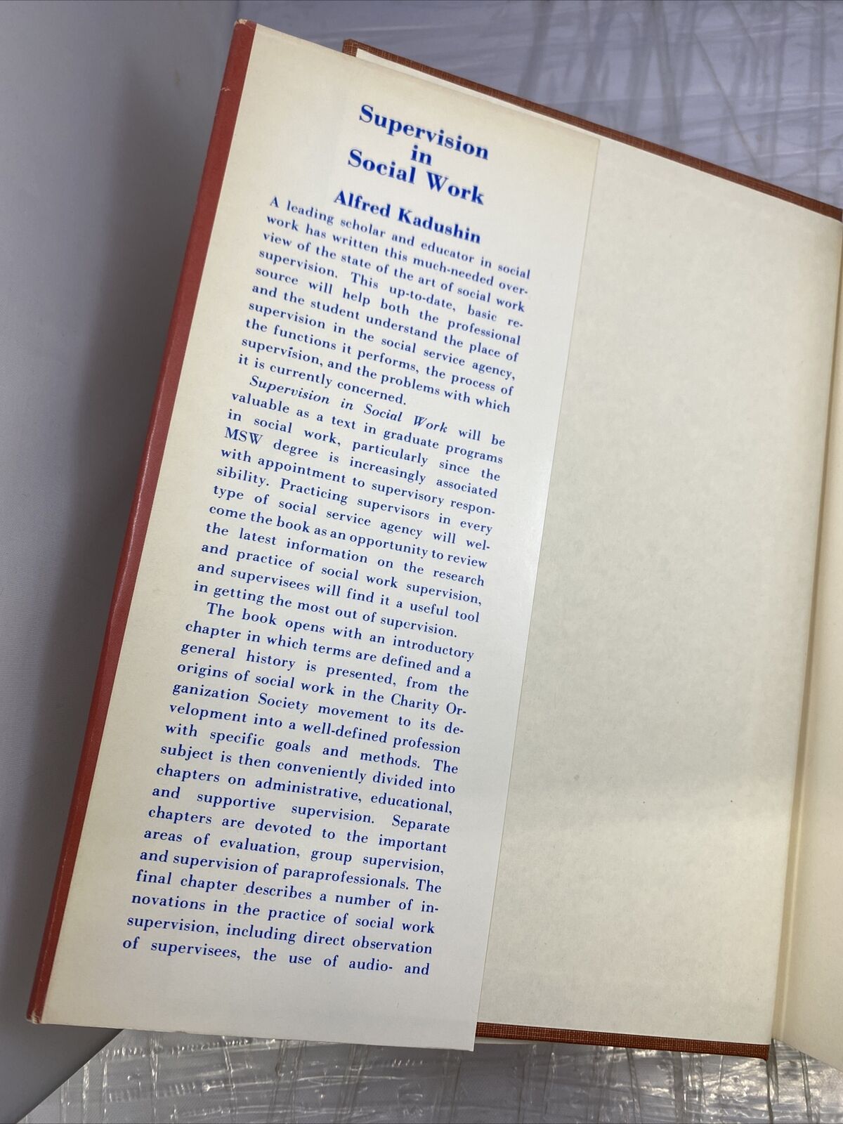 Supervision in Social Work by Kadushin, Alfred Vintage 70s Sociology Textbook