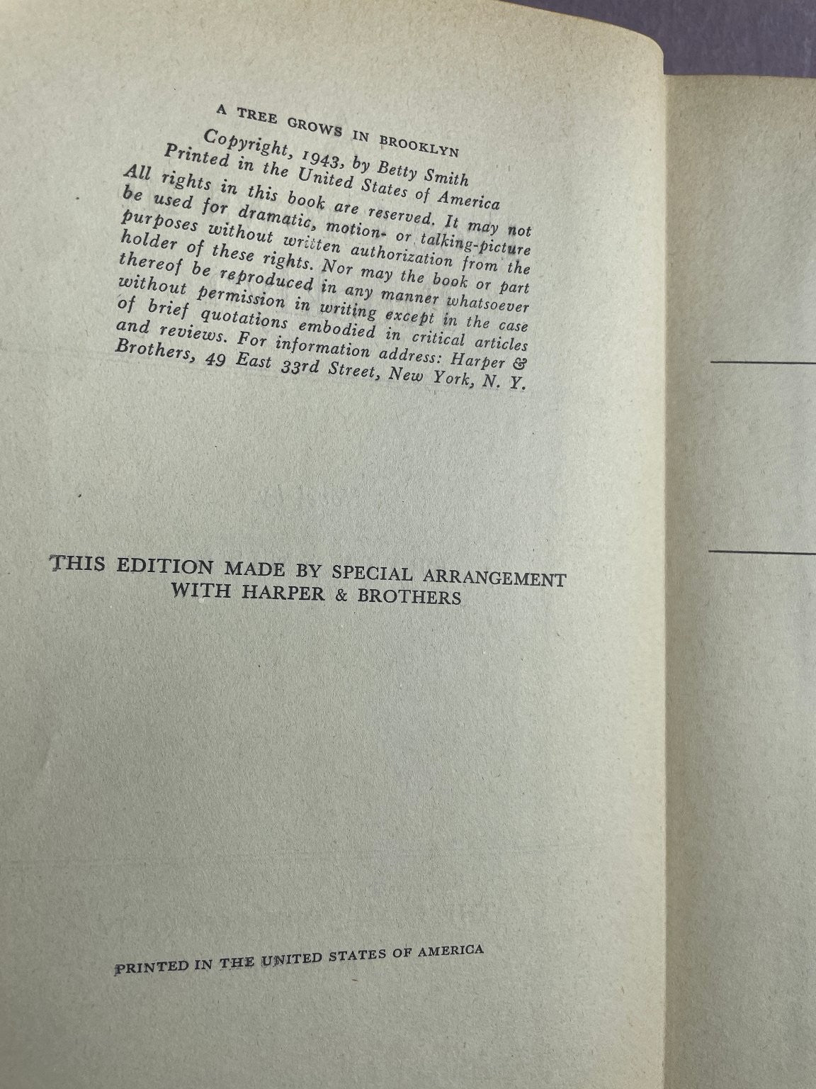 A Tree Grows in Brooklyn Betty Smith 1943 Blakiston Company Fiction Novel