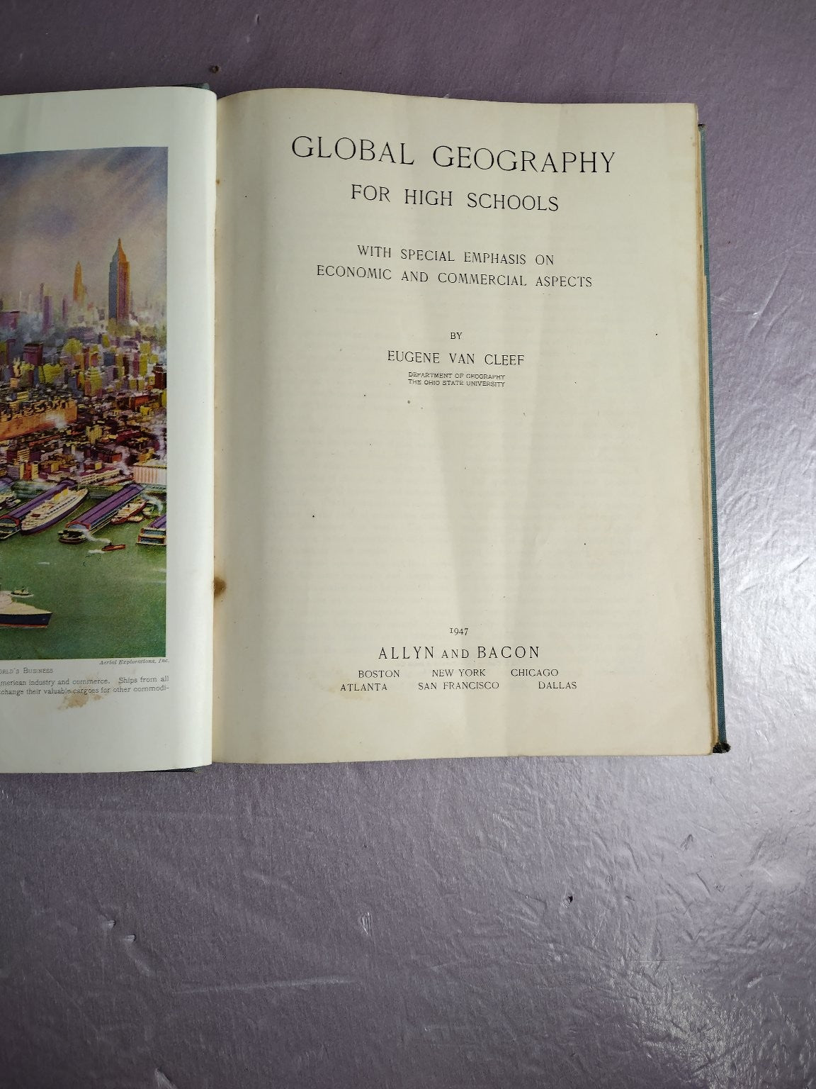 Global Geography Van Cleef 1947 High School Economic Commercial Allyn Bacon