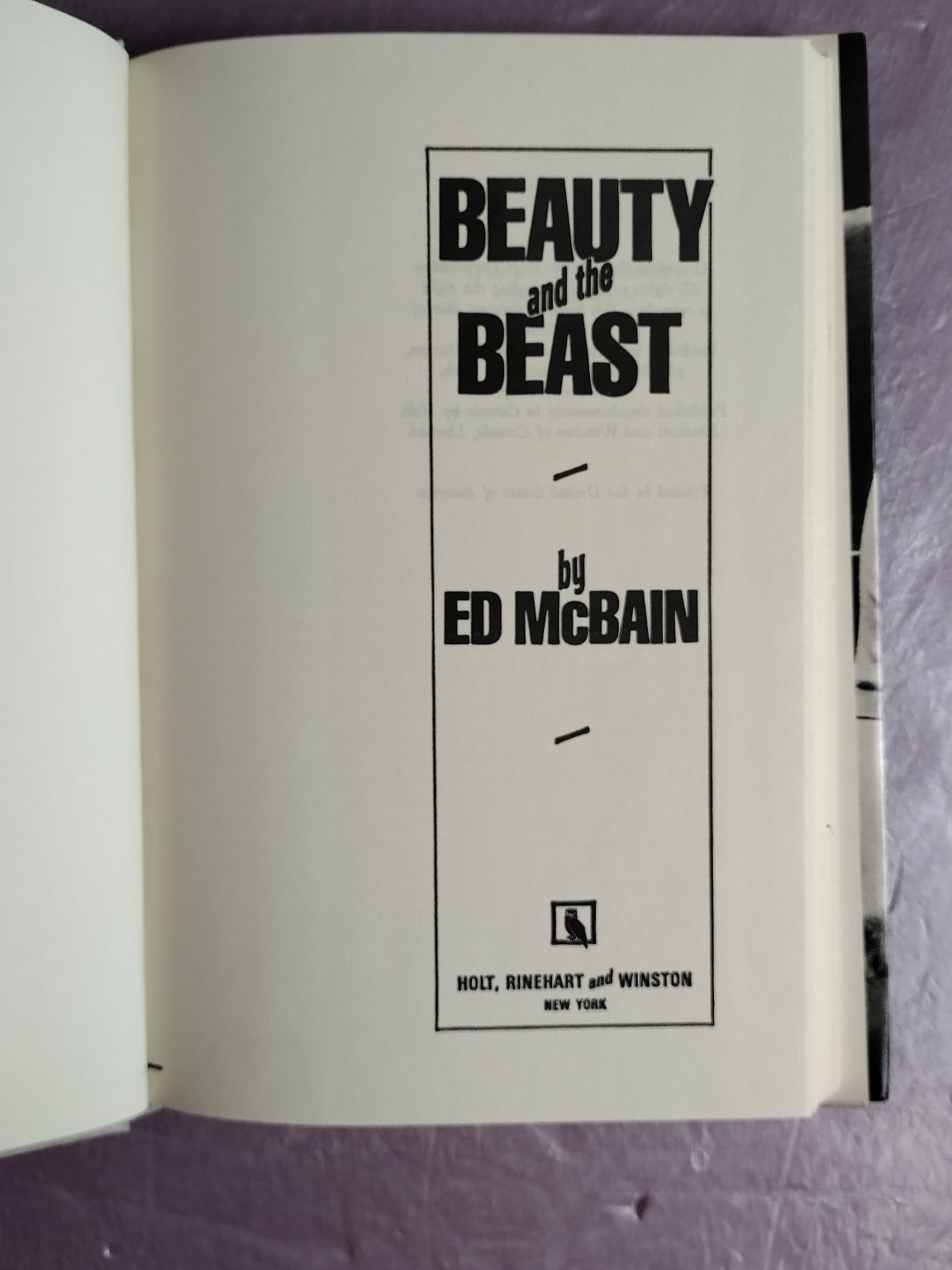 Beauty & the Beast Ed McBain 1982 First Edition Matthew Hope Novel Holt Rinehart