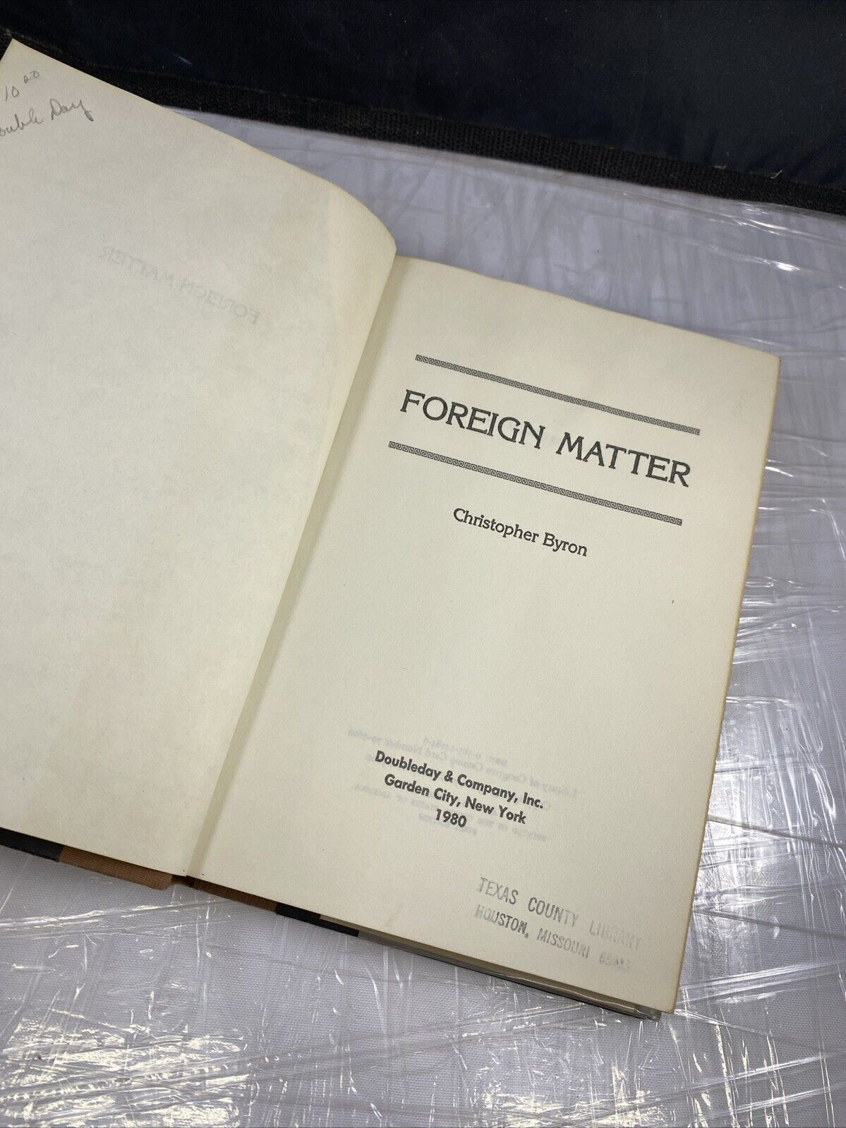 Rare 80s Mystery Thriller Novel Foreign Matter Christopher Byron 1st Print Ex Li