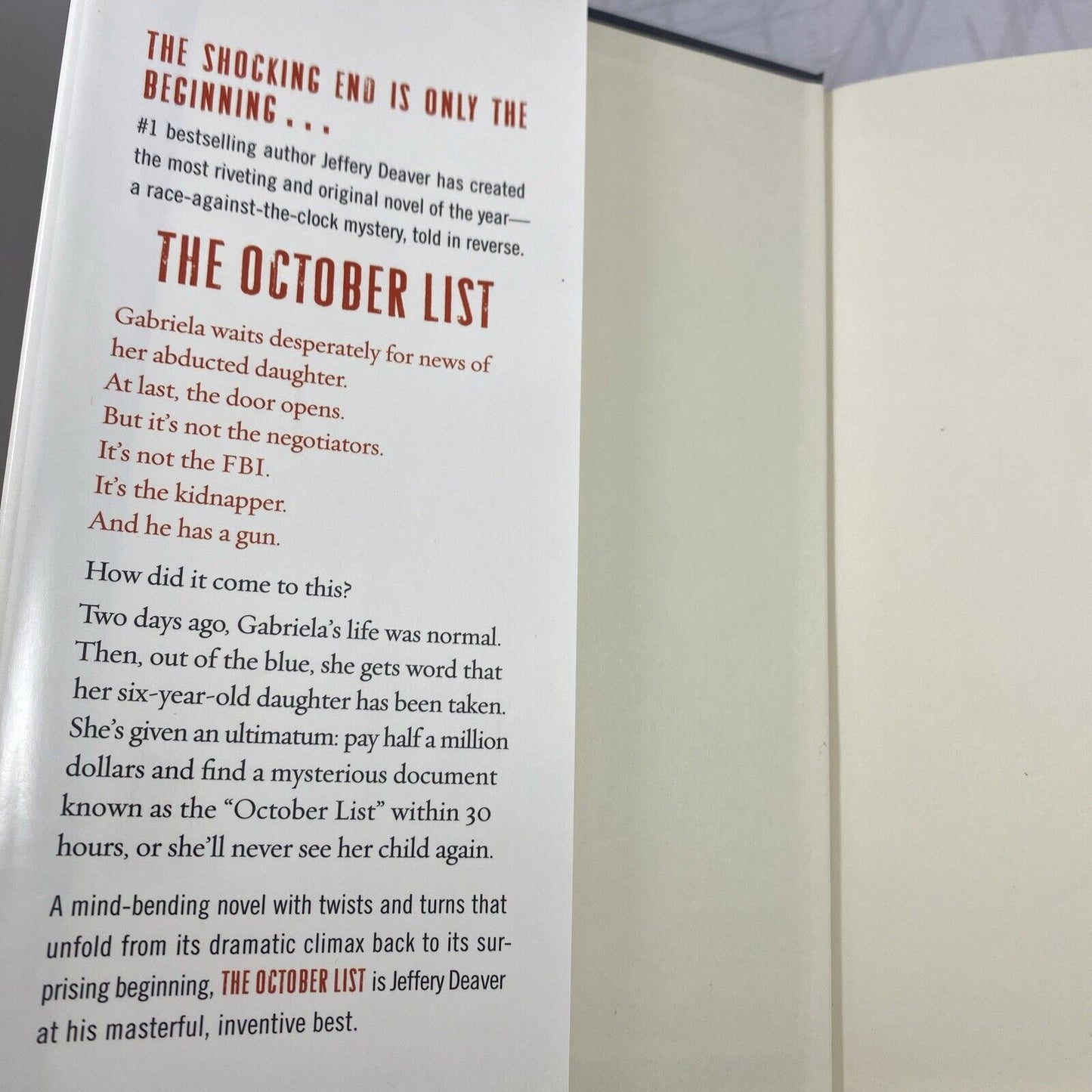 The October List by Deaver, Jeffery Book Club Edition. Very Good Mystery Thrill