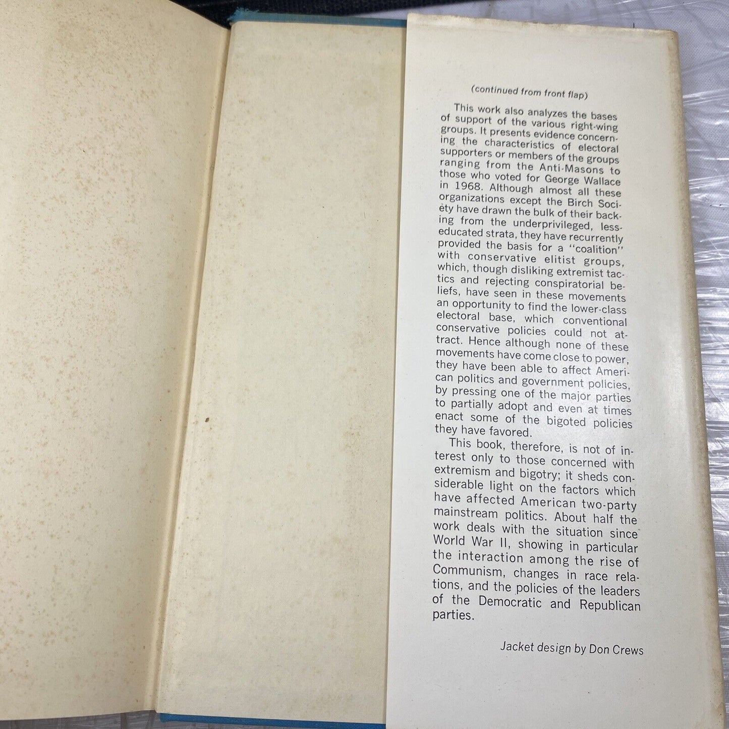 The Politics of Unreason: Right Wing Extremism in America, 1790-1970. 1ST ED.