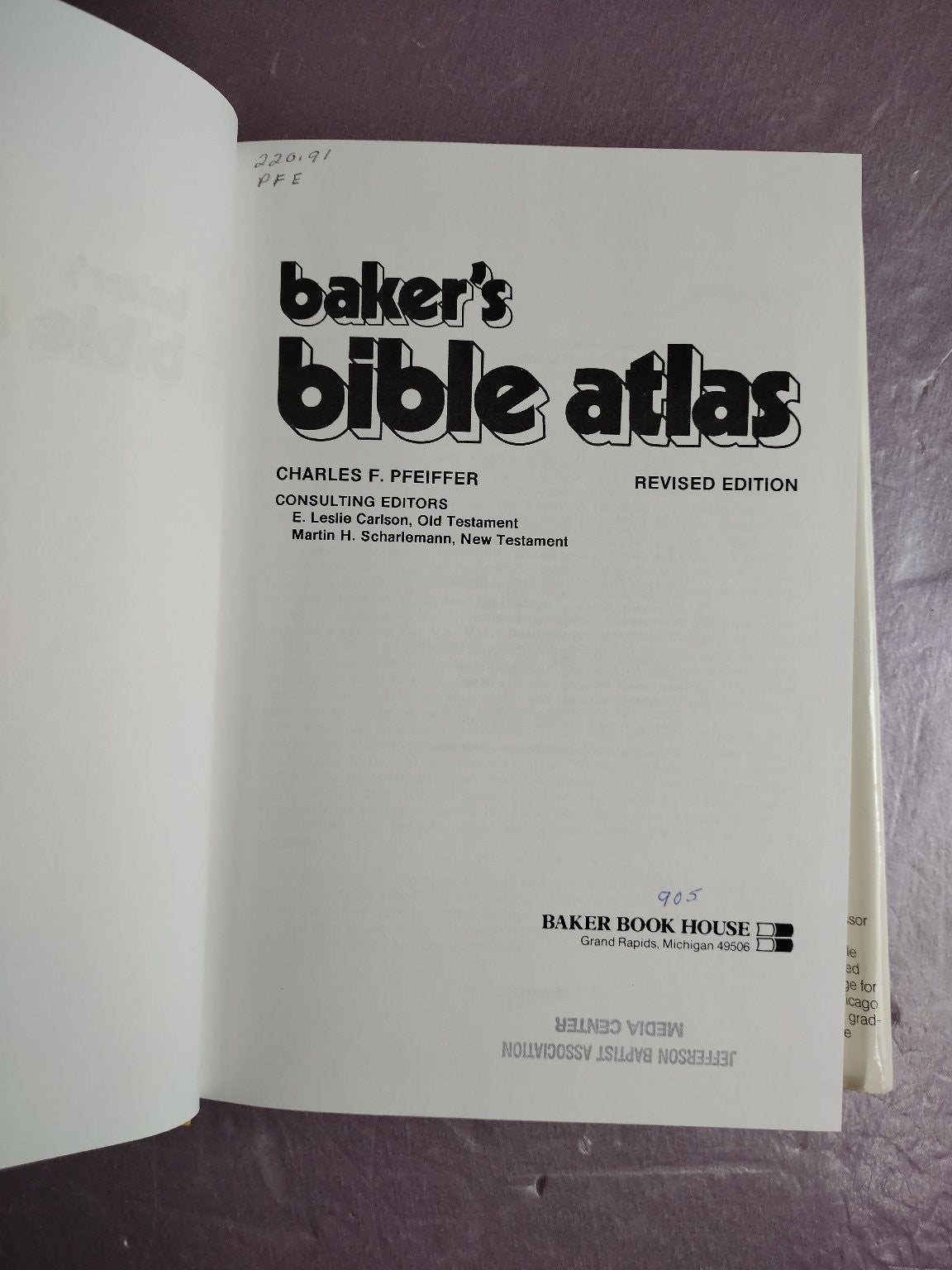 Baker's Bible Atlas Charles F. Pfeiffer 1969 Revised Edition Bible Study Atlas