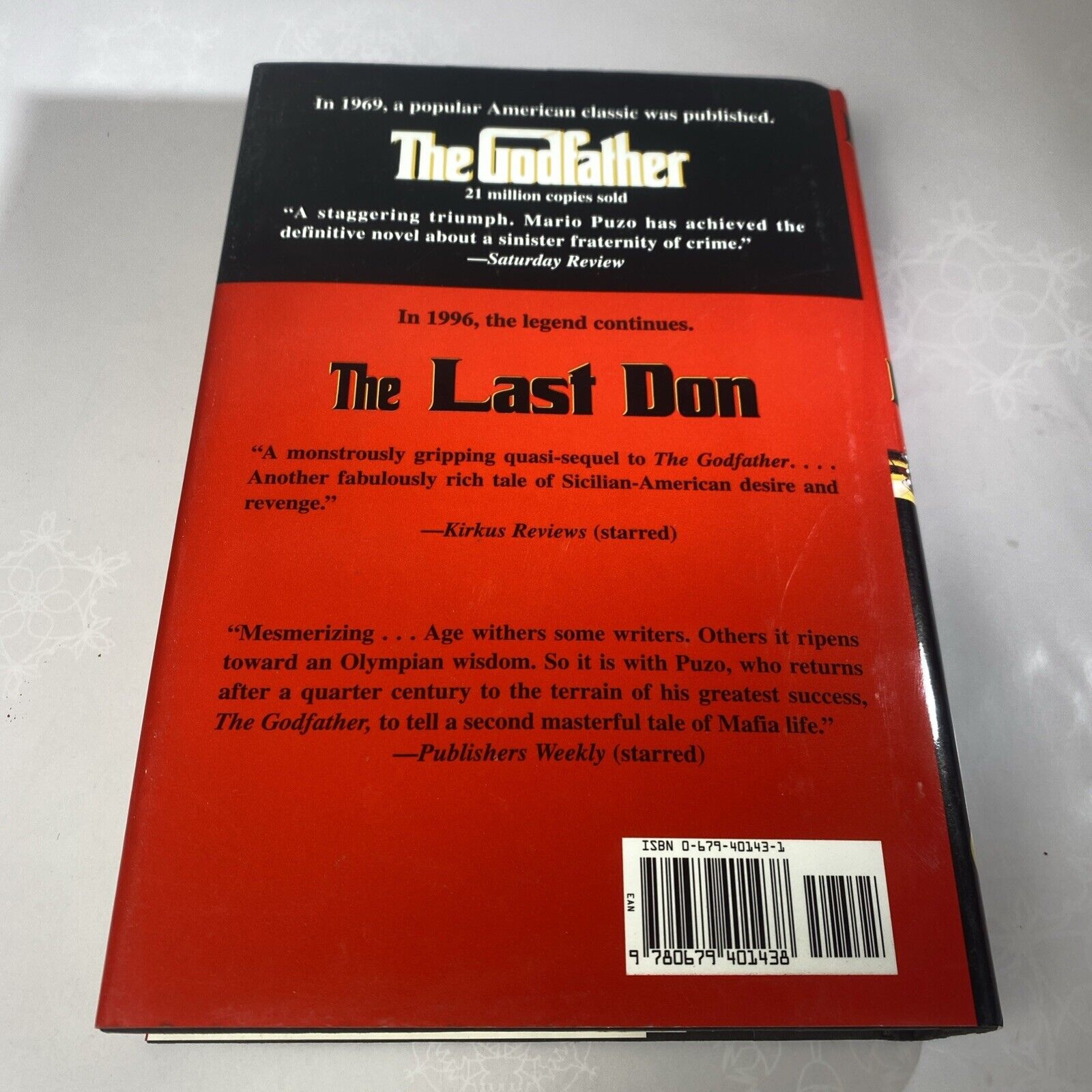 The Last Don 1996 Mario Puzo Crime Novel HBDJ 1st Edition Very Good