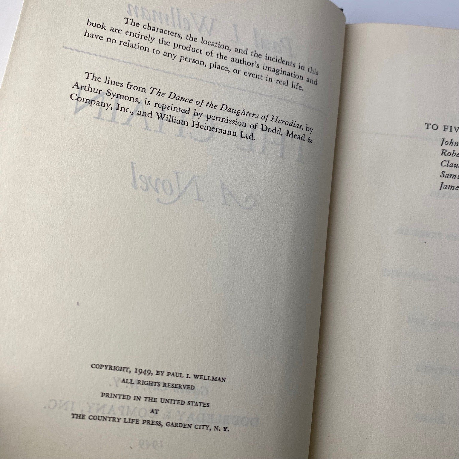 The Chain Paul I. Wellman 1949 First Edition Historical Fiction Doubleday