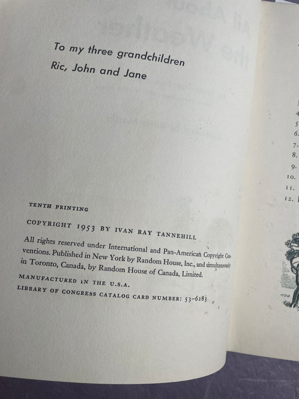 All About the Weather Ivan Ray Tannehill 1953 10th Printing Illustrated Random