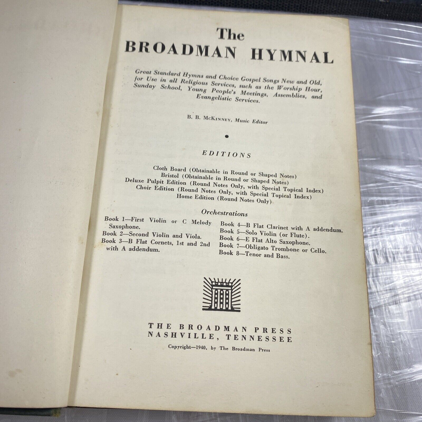 The Broadman Hymnal 1940 Green Hardcover Vintage Rare Cover Variant Christian