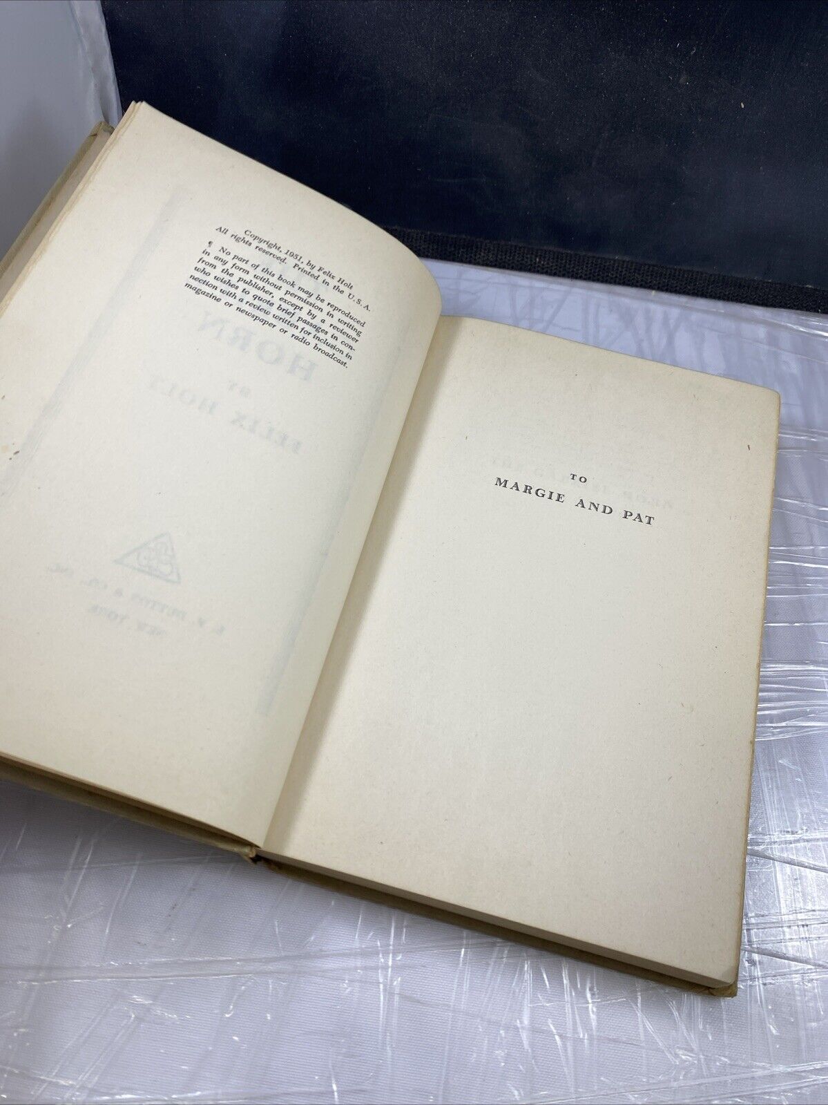 1951 Hard Cover Book "The Gabriel Horn" by Felix Holt Dutton Historical Fiction