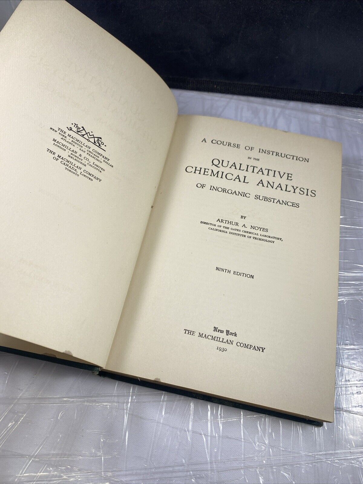 HARDCOVER "QUALITATIVE CHEMICAL ANALYSIS" 1930 Print SEE PICS BY LOUIS J. CURT