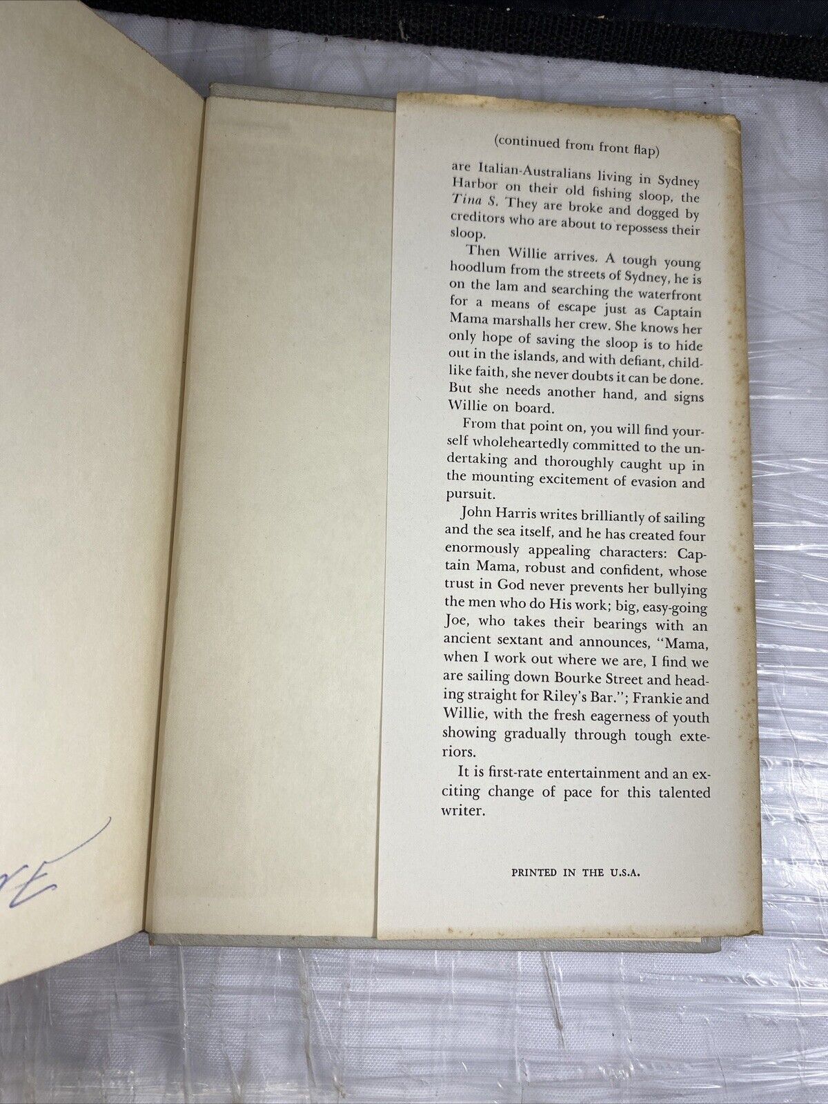 John Harris CLOSE TO THE WIND Adventure South Pacific Vintage 1950s Book Club Ed