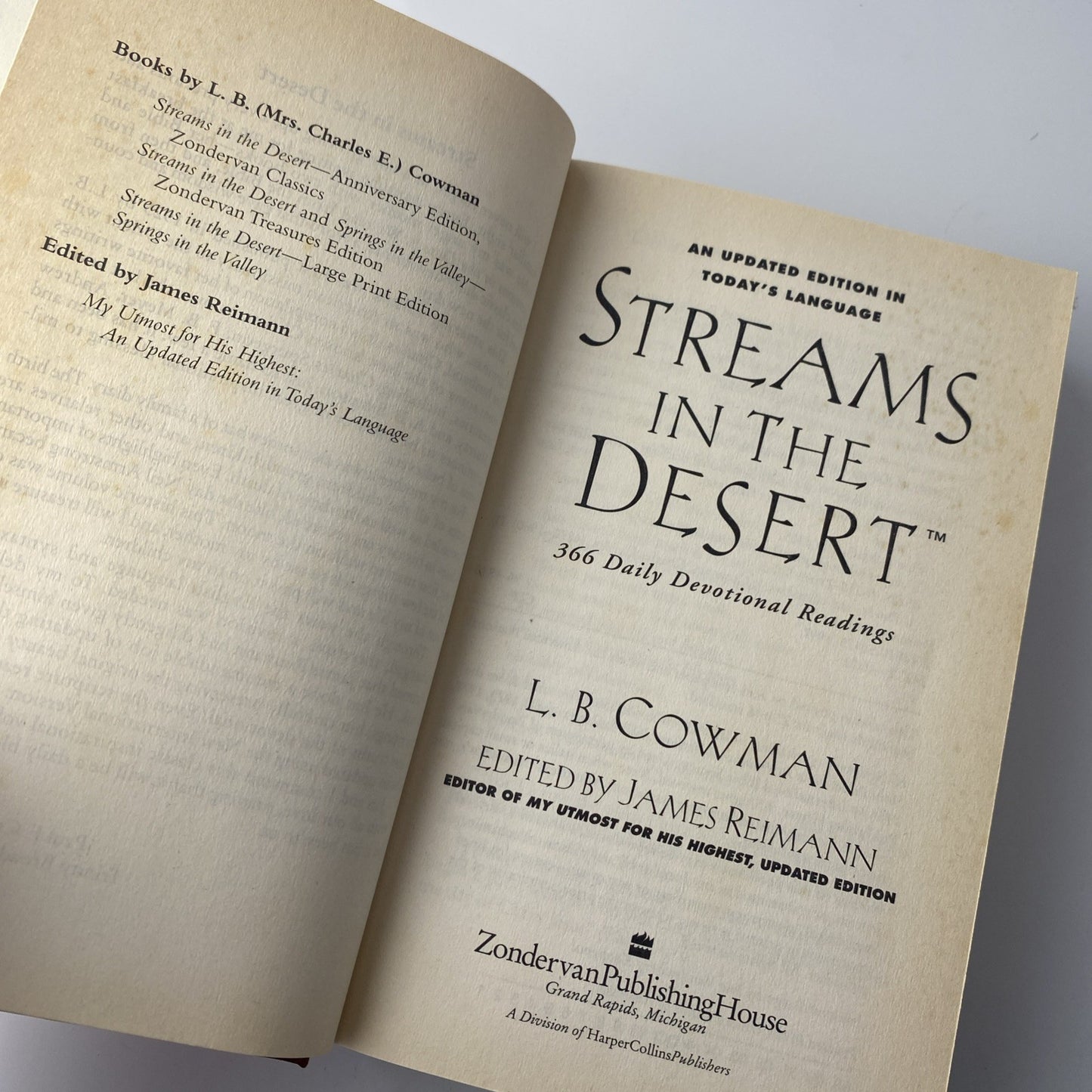 Daily Devotional Christian Streams In The Desert - L.B. Cowman (1999, Hardcover)