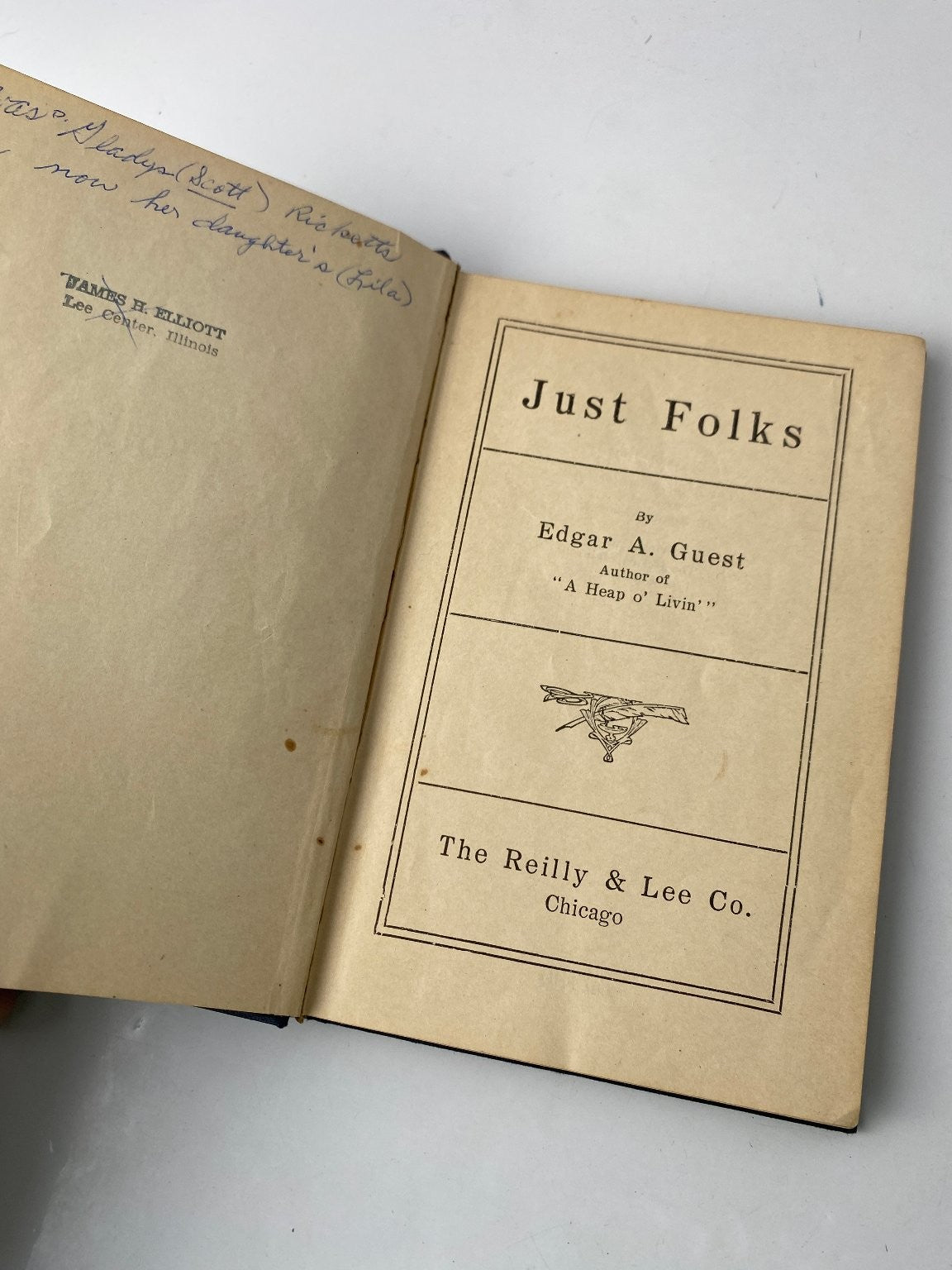Just Folks Edgar A. Guest 1917 Poetry Vintage Americana The Reilly & Lee Co.