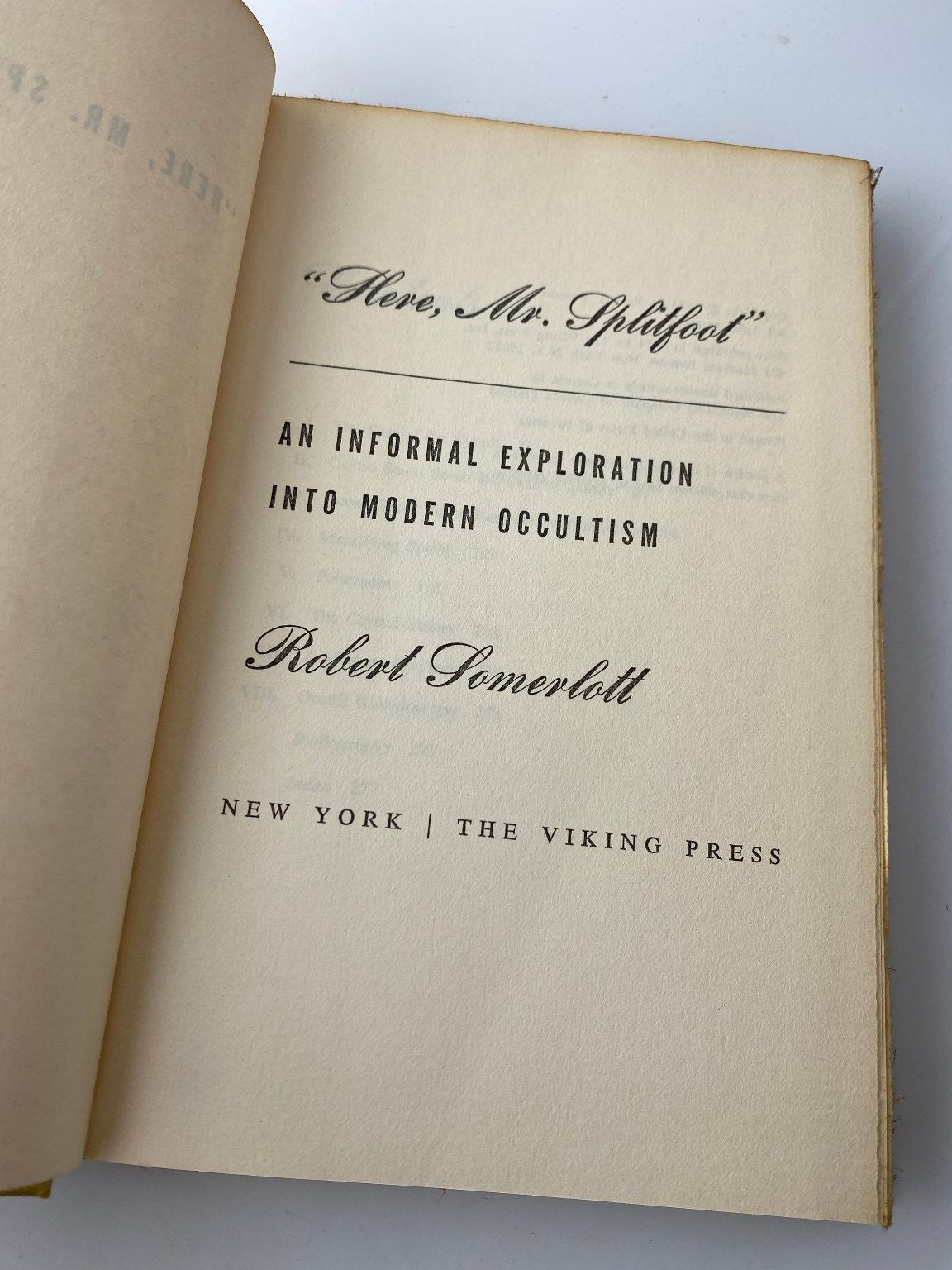 "Here Mr. Splitfoot" Robert Somerlott 1971 First Edition Occult Viking