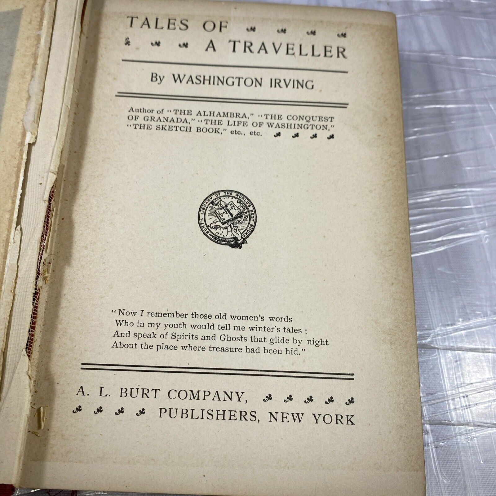 Tales of a Traveller by Washington Irving A. L. Burt Home Library Antique Novel