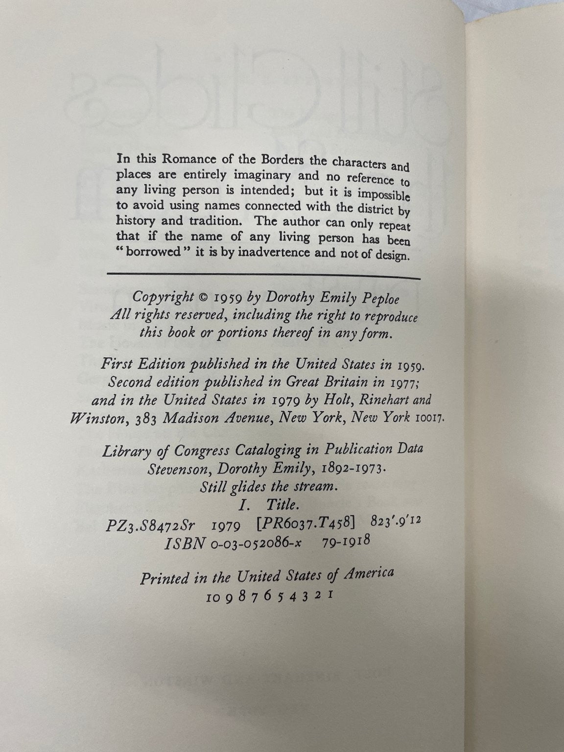 Still Glides the Stream by D.E. Stevenson 1959 First Edition Novel