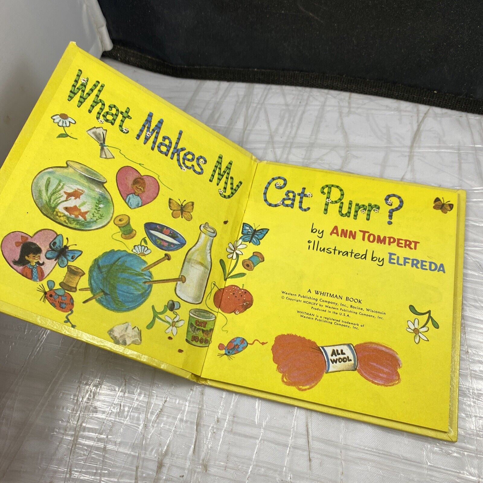 Tell-a-Tale Book “What Makes My Cat Purr?” 1965 Vintage 60s Kids Book Rare