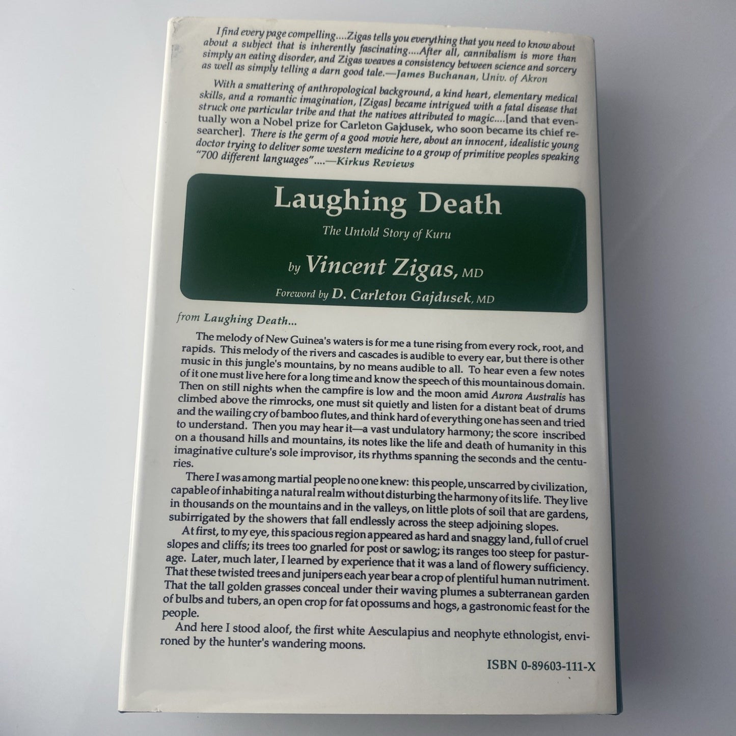 True Story Laughing Death : The Untold Story of Kuru Hardcover Vincent Zigas