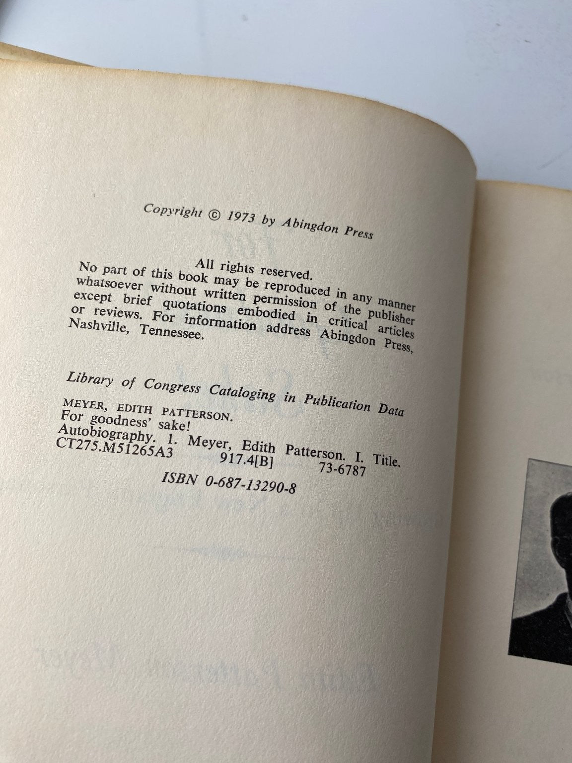 For Goodness' Sake! Edith Patterson Meyer 1973 Autobiography Abingdon