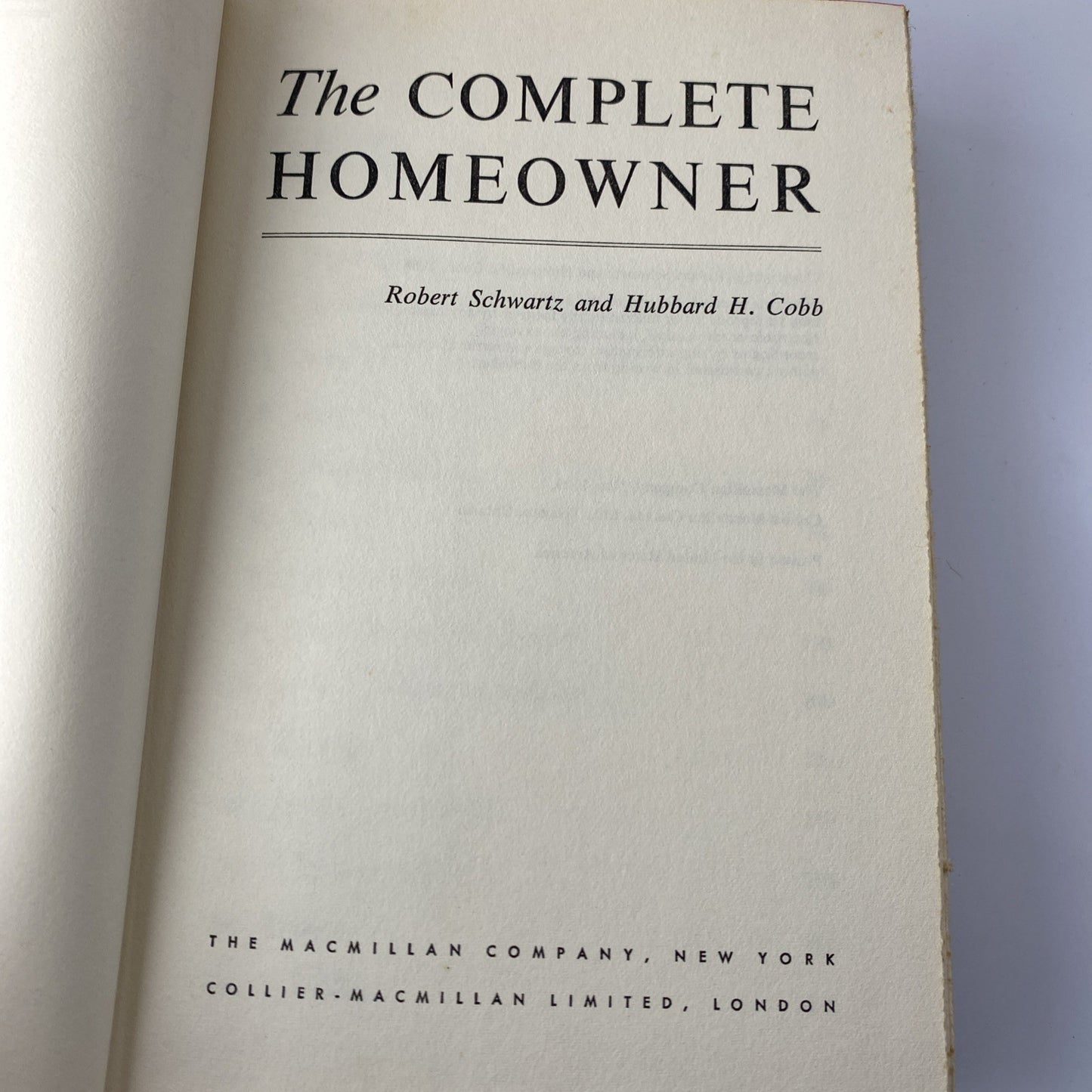 Vintage 60s House Manual Book Club The Complete Homeowner by Schwartz & Cobb,