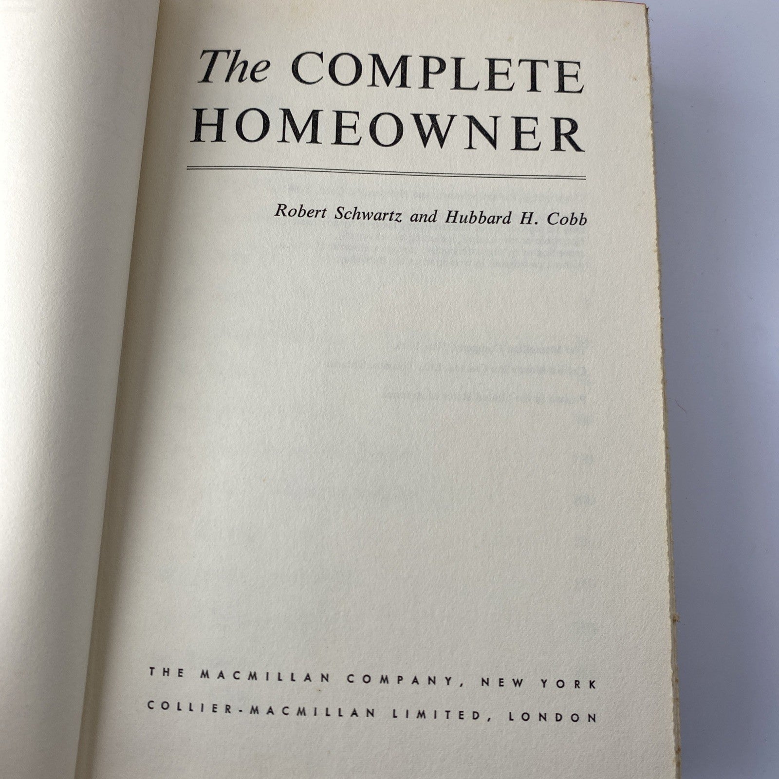 Vintage 60s House Manual Book Club The Complete Homeowner by Schwartz & Cobb,