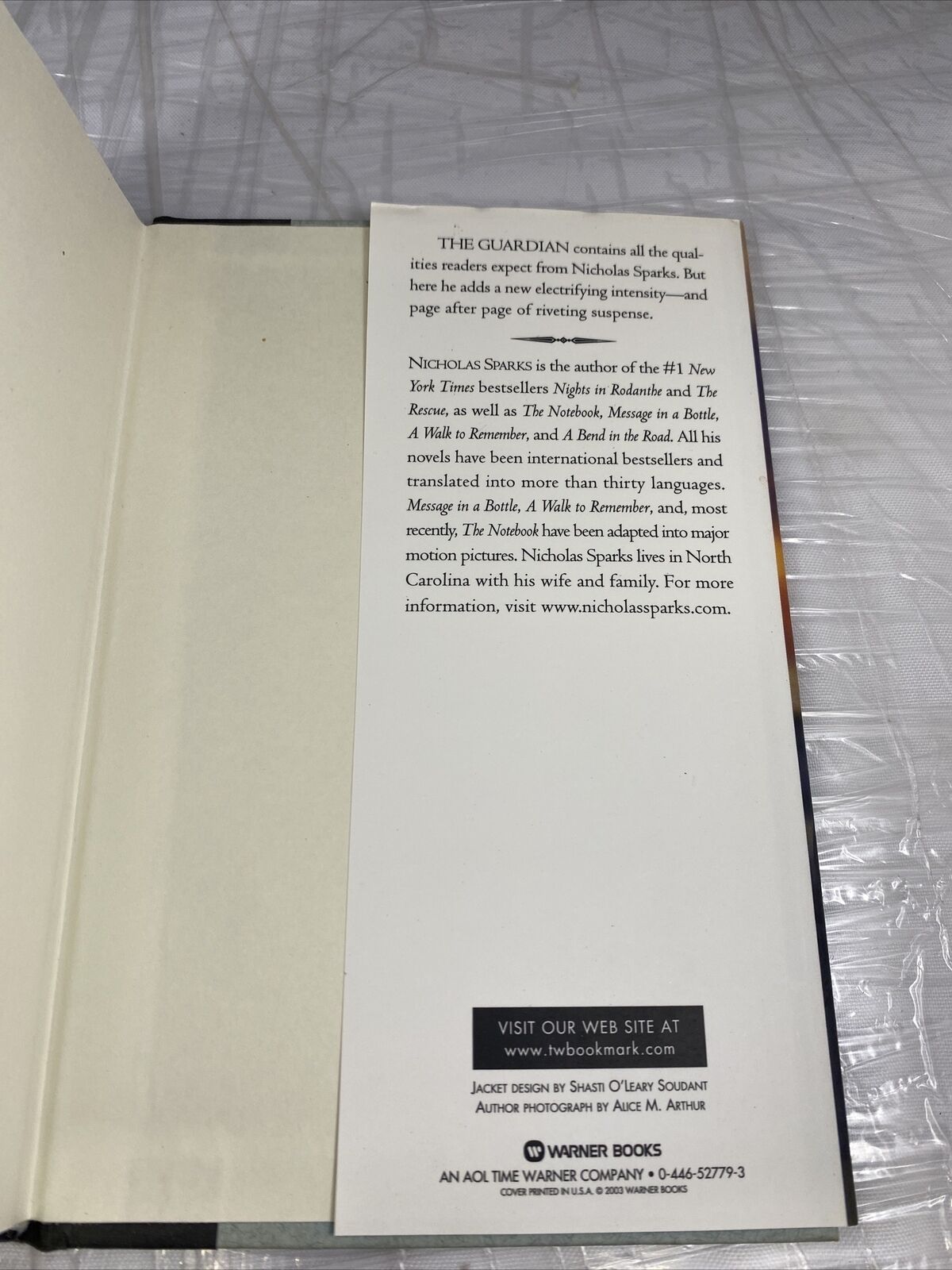 The Guardian Nicholas Sparks Hardcover First Edition First Printing Very Good