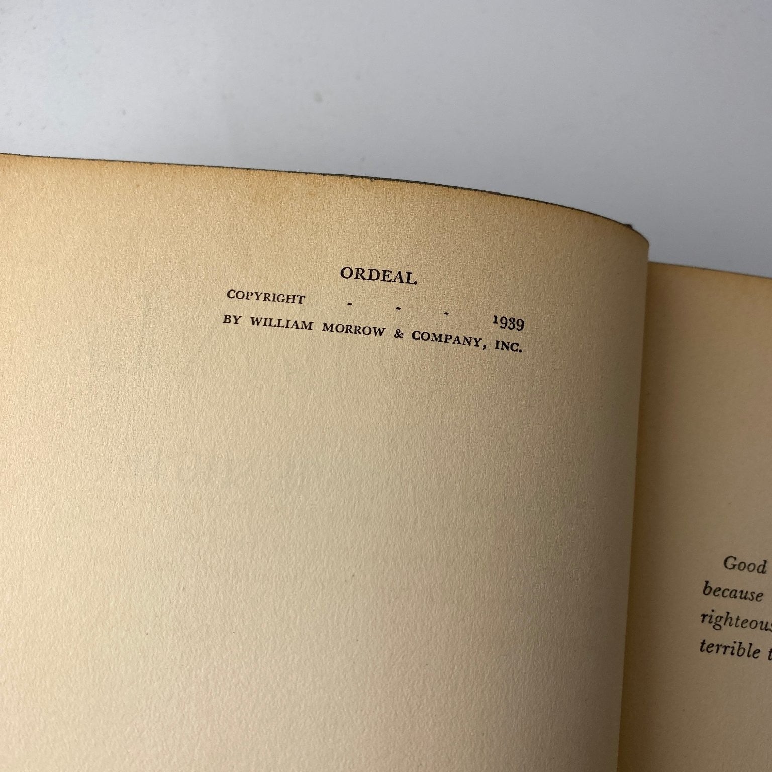 Ordeal Nevil Shute 1939 First Edition WWII Novel William Morrow