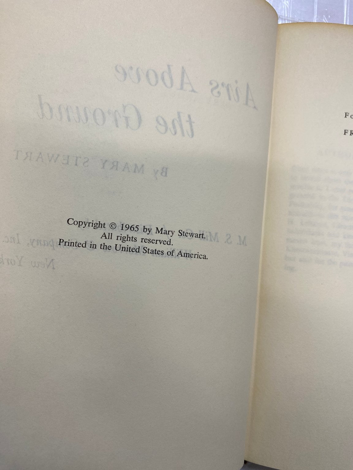 Airs Above the Ground Mary Stewart 1965 Book Club Edition Mystery