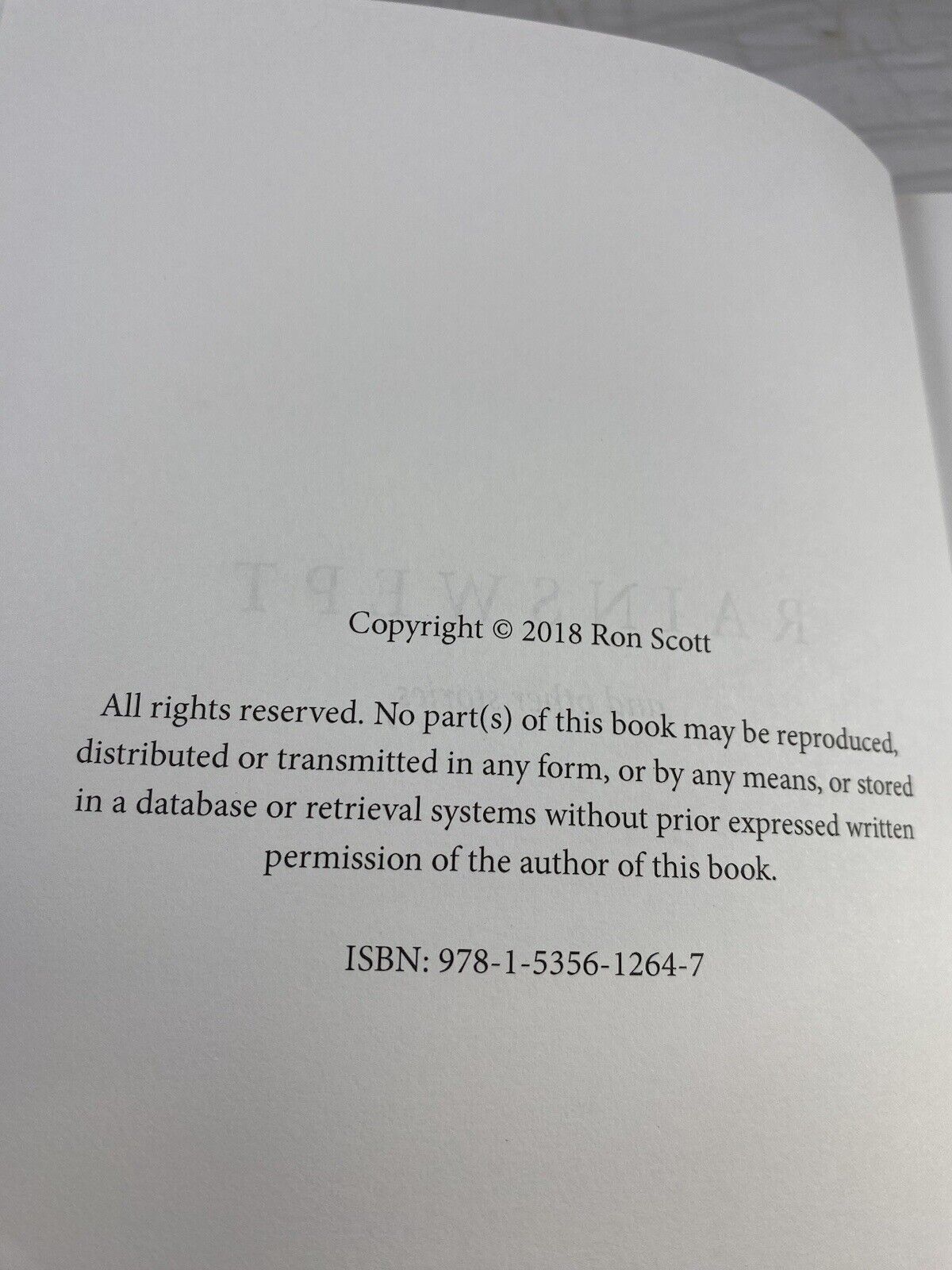 Rainswept and Other Stories by Scott, Ron Rare Low Print Literature Short Story