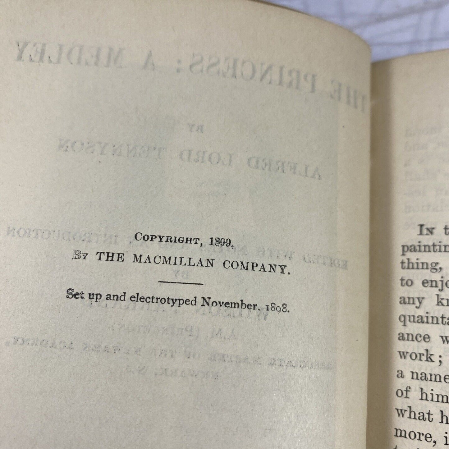 THE PRINCESS: A MEDLEY ALFRED LORD TENNYSON HC 1925 MACMILLAN POCKET CLASSICS