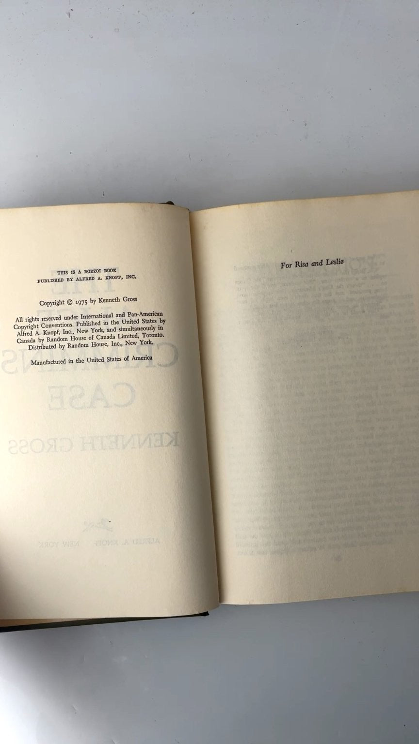 The Alice Crimmins Case Kenneth Gross 1975 Book Club Edition True Crime Knopf