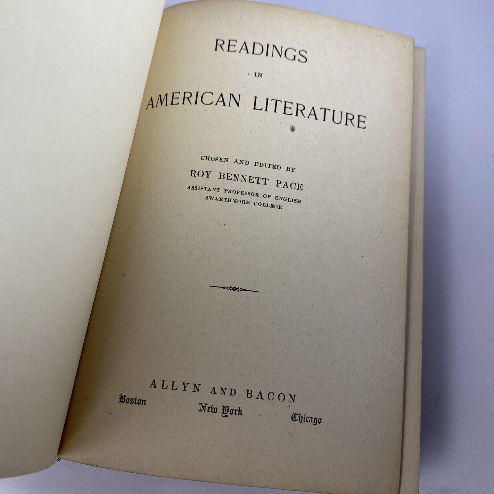 American Literature with Readings Roy Bennett Pace Antique Hardcover 1915 Vtg