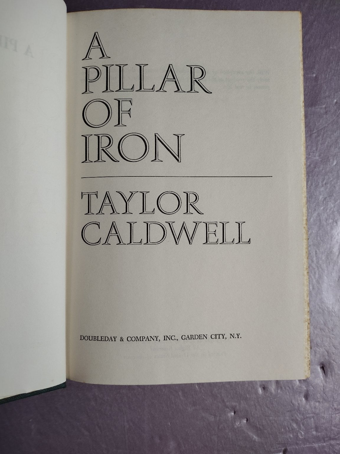 A Pillar of Iron Taylor Caldwell 1965 Ancient Rome Historical Fiction Doubleday