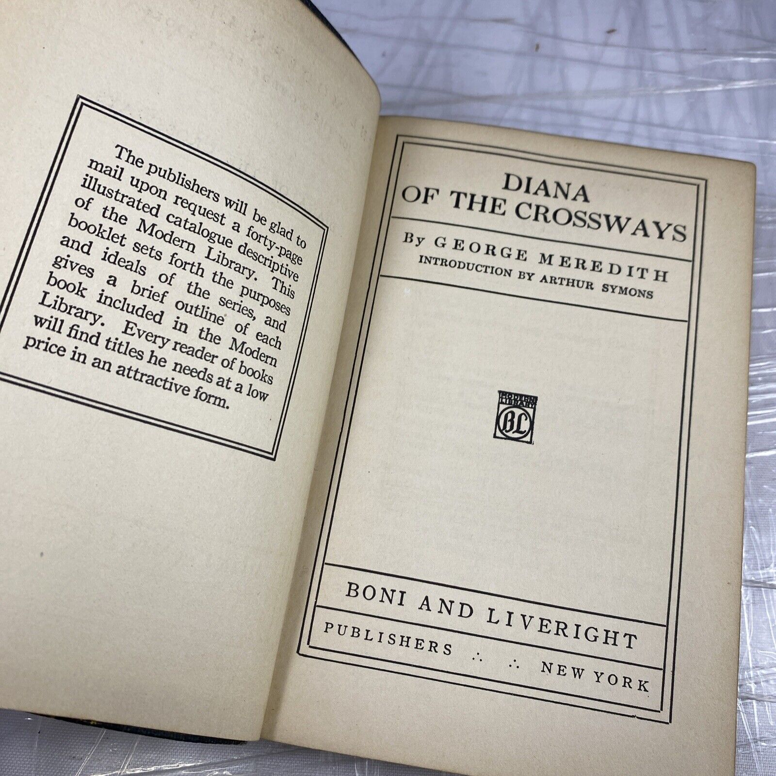 George Meredith DIANA OF THE CROSSWAYS Modern Library Flex Leatherette GOOD