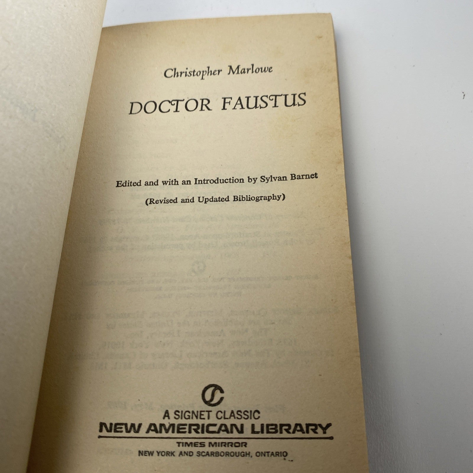 Vintage Paperback Doctor Faustus Classic Play by Christopher Marlowe Signet 1969