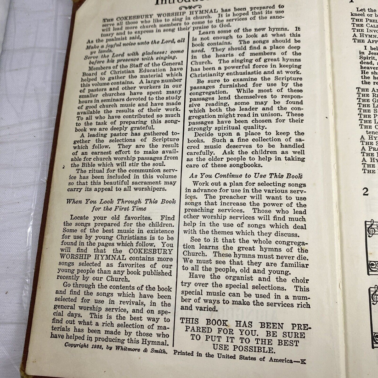 Vintage 1938 The Cokesbury Worship Hymnal Southern Gospel Hymns Church Songs