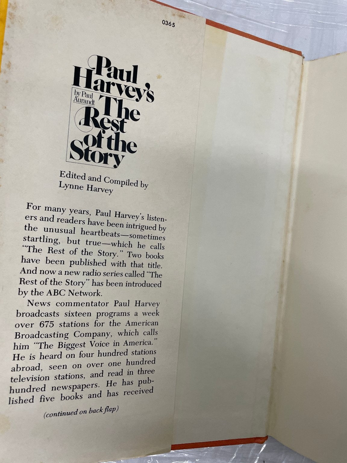 Paul Harvey's The Rest of the Story Paul Aurandt 1977 First Edition Biography