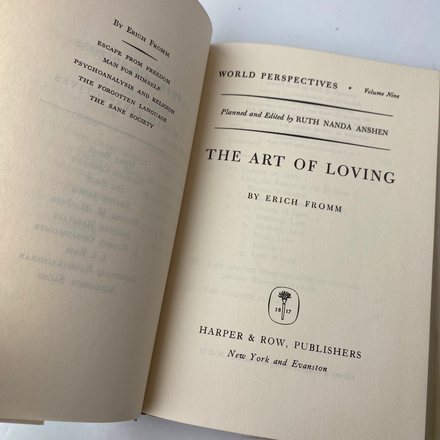 The Art of Loving Erich Fromm 1956 First Edition Psychology Harper & Row